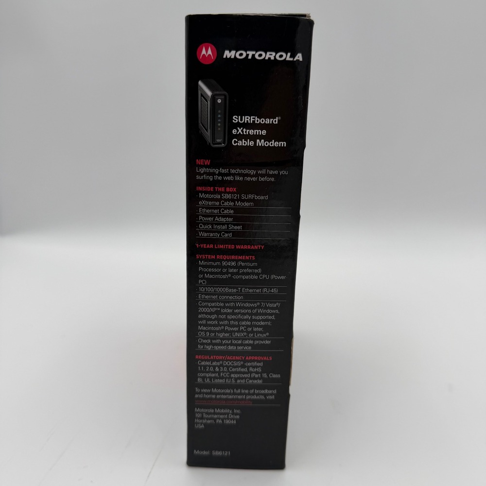 Motorola SURFboard eXtreme Cable Modem SB6121 DOCSIS 3.0 Black - Picture 5 of 8